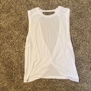 High neck, open back workout tank